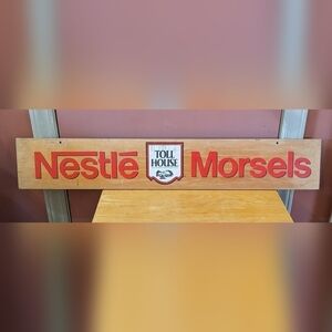 Antique Large 32"x5 1/2" Vintage Nestle TOLL HOUSE Morsels Wood Store Sign